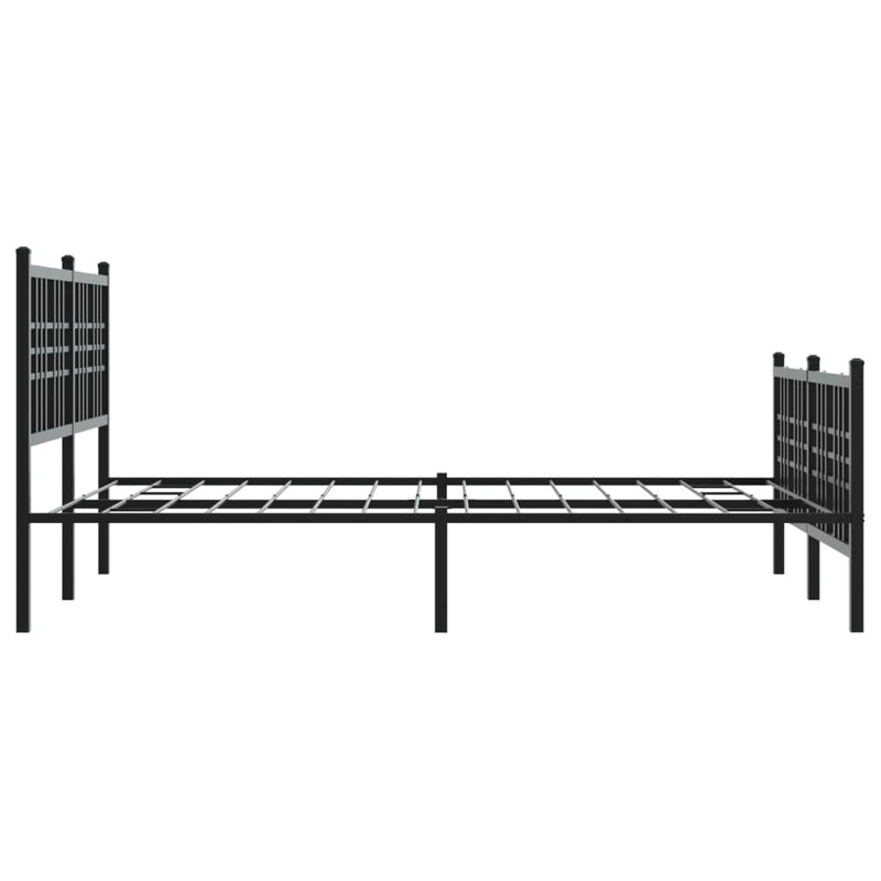 Cadru pat metalic cu tăblie de cap/picioare, negru, 120x190 cm