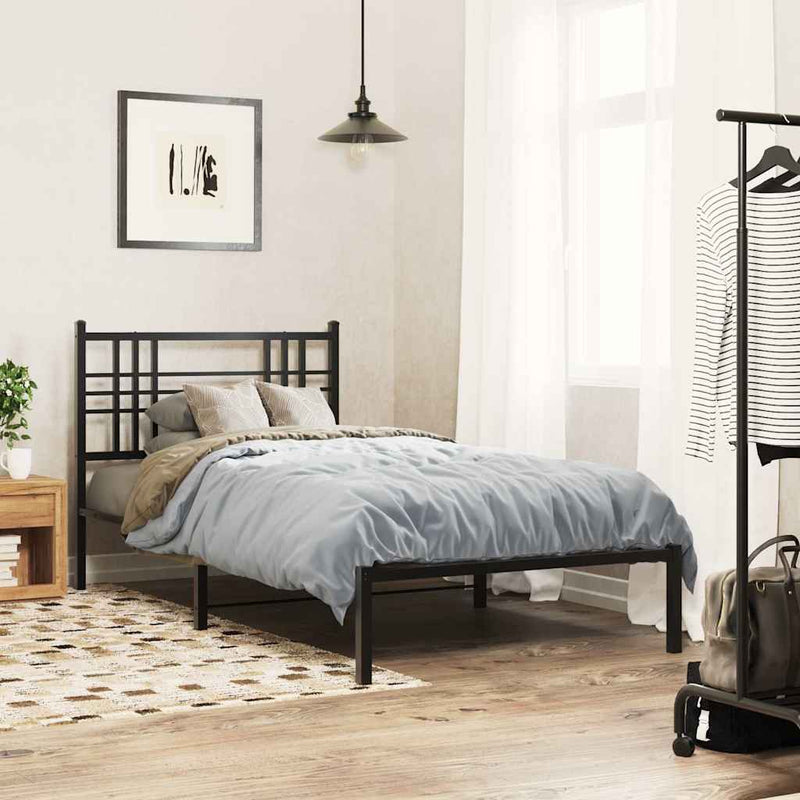 Tăblie de pat de schimb metalică, negru, 100 cm