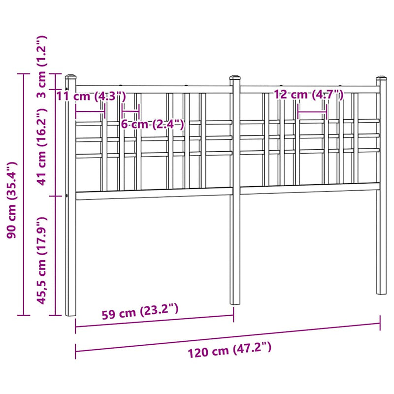 Tăblie de pat de schimb metalică, alb, 120 cm