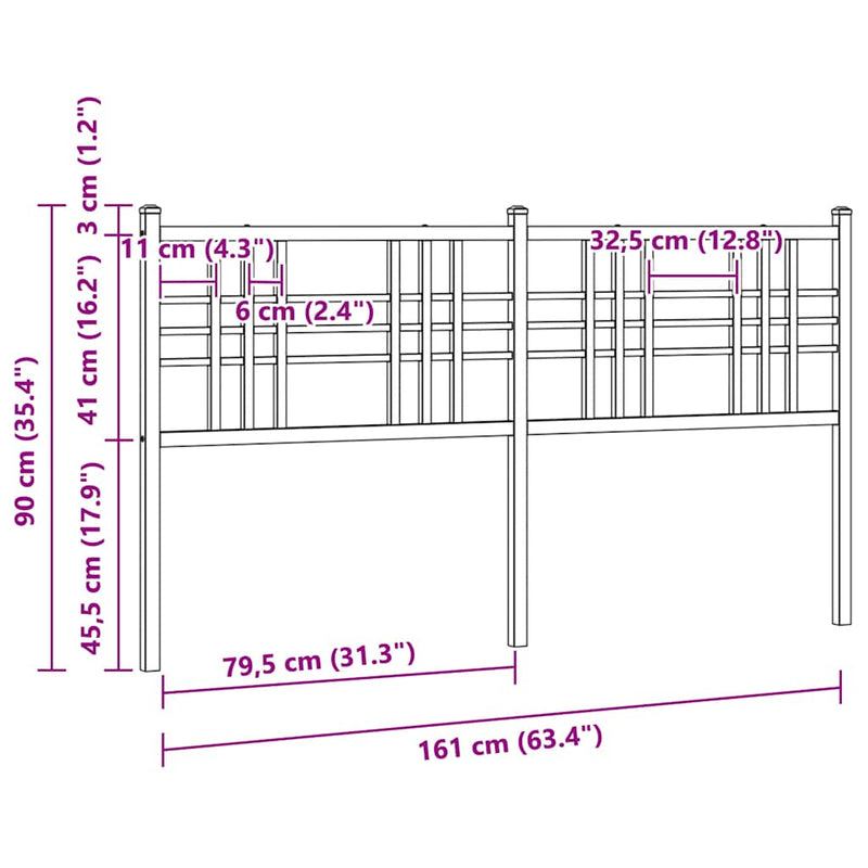 Tăblie de pat de schimb metalică, alb, 160 cm