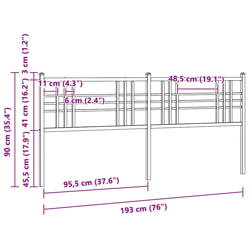 Tăblie de pat de schimb metalică, alb, 193 cm