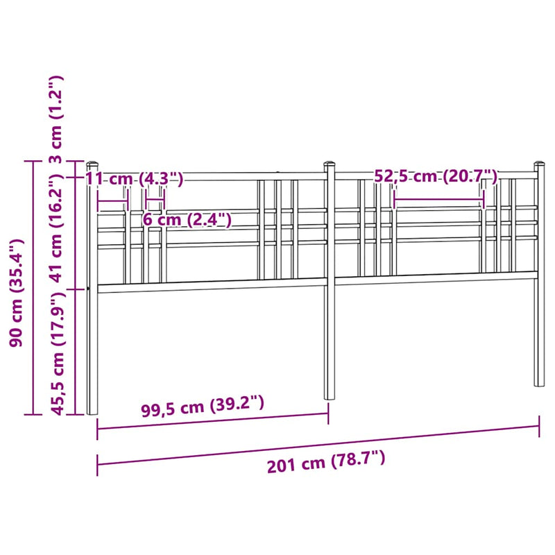 Tăblie de pat de schimb metalică, alb, 200 cm