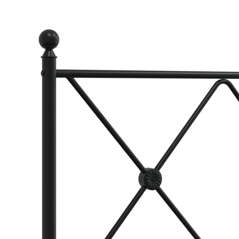 Cadru pat metalic cu tăblii de cap/picioare, negru, 100x200 cm