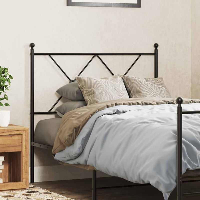 Tăblie de pat de schimb metalică, negru, 90 cm