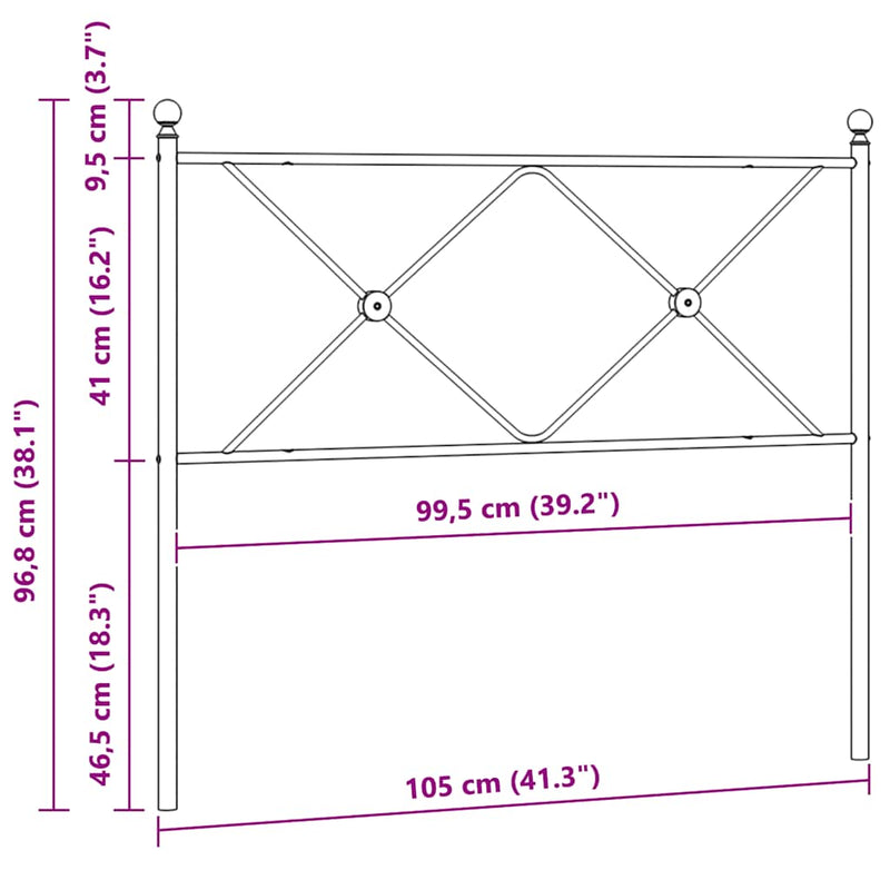 Tăblie de pat de schimb metalică, negru, 100 cm