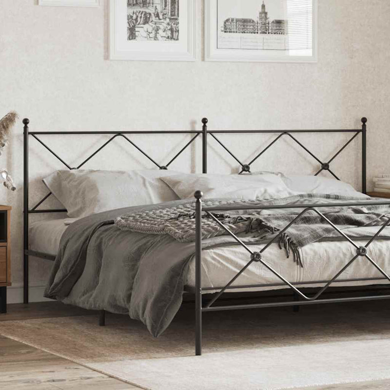 Tăblie de pat de schimb metalică, negru, 200 cm