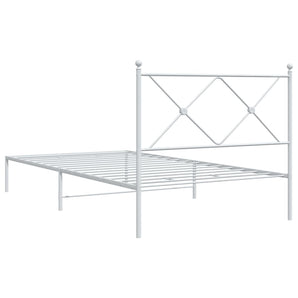 Cadru de pat din metal cu tăblie, alb, 100x200 cm
