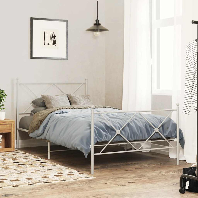 Tăblie de pat de schimb metalică, alb, 107 cm