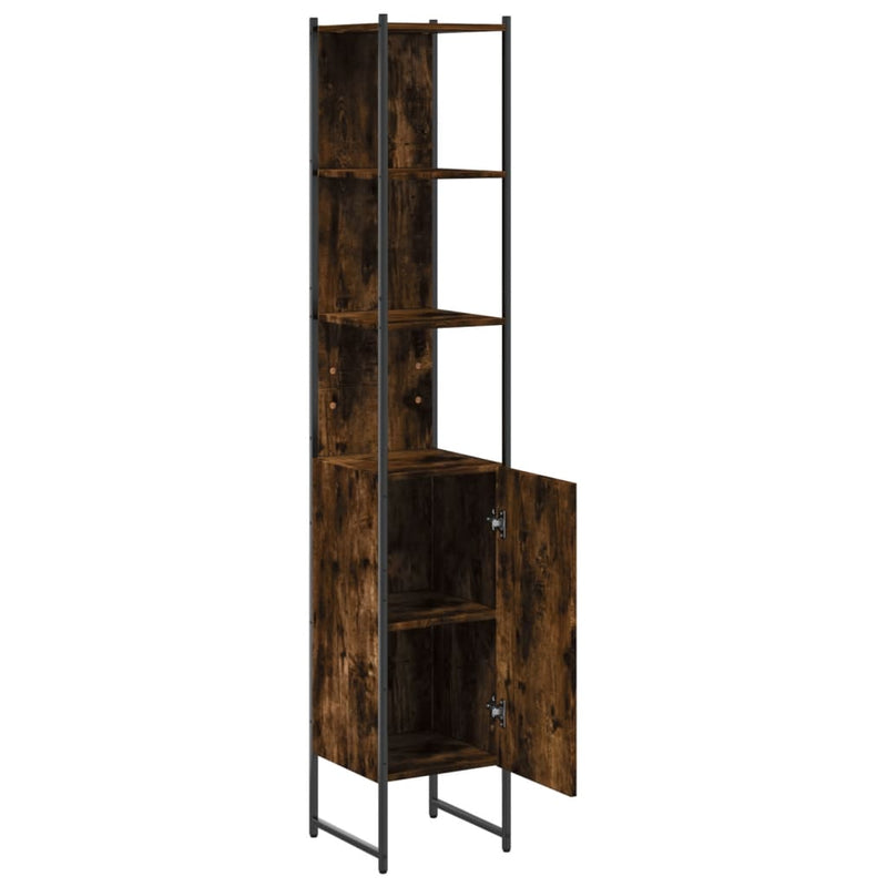 Dulap de baie, stejar afumat, 33x33x185,5 cm, lemn prelucrat