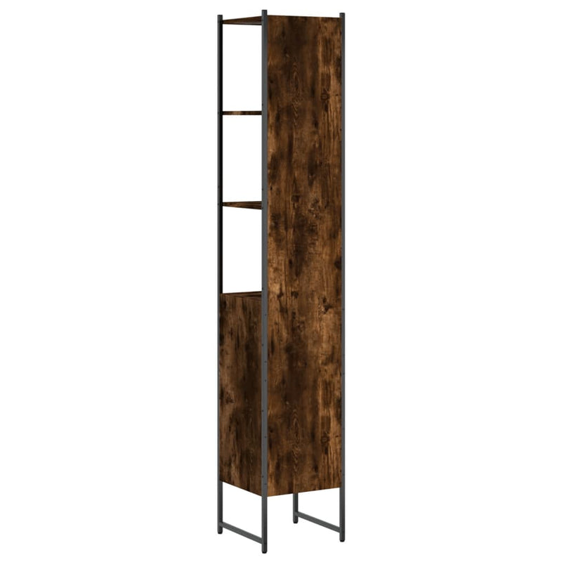Dulap de baie, stejar afumat, 33x33x185,5 cm, lemn prelucrat