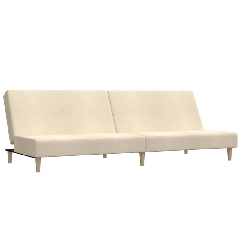 Canapea extensibilă cu 2 locuri, crem, material textil