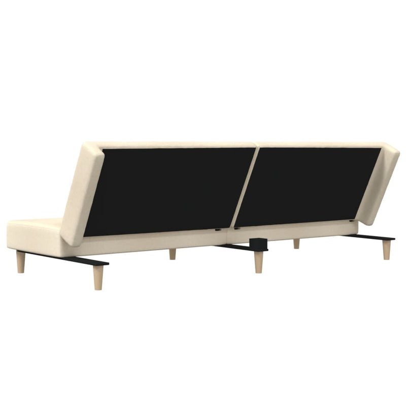 Canapea extensibilă cu 2 locuri, crem, material textil