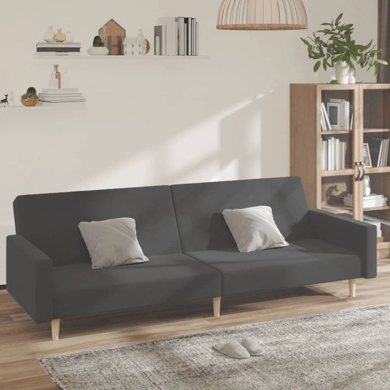Canapea extensibilă cu 2 locuri, gri închis, textil