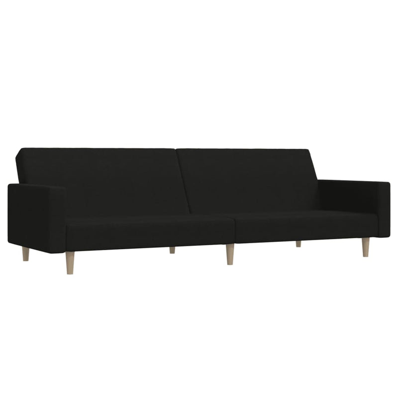 Canapea extensibilă cu 2 locuri, negru, material textil