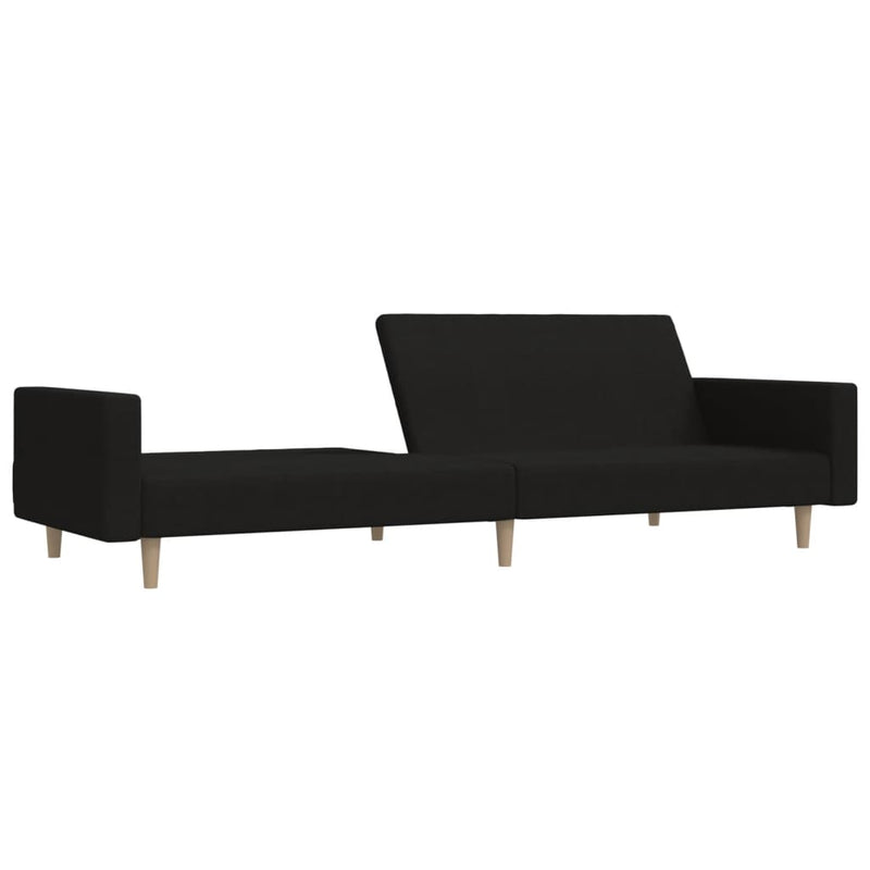 Canapea extensibilă cu 2 locuri, negru, material textil