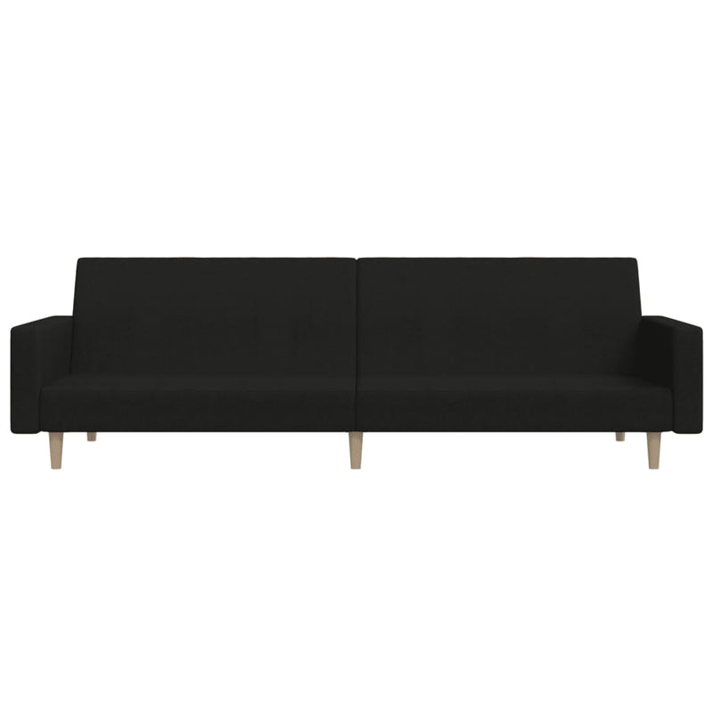 Canapea extensibilă cu 2 locuri, negru, material textil