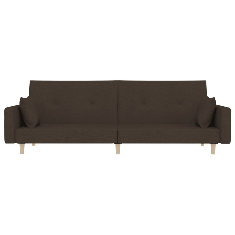 Canapea extensibilă cu 2 locuri, 2 perne, maro închis, textil