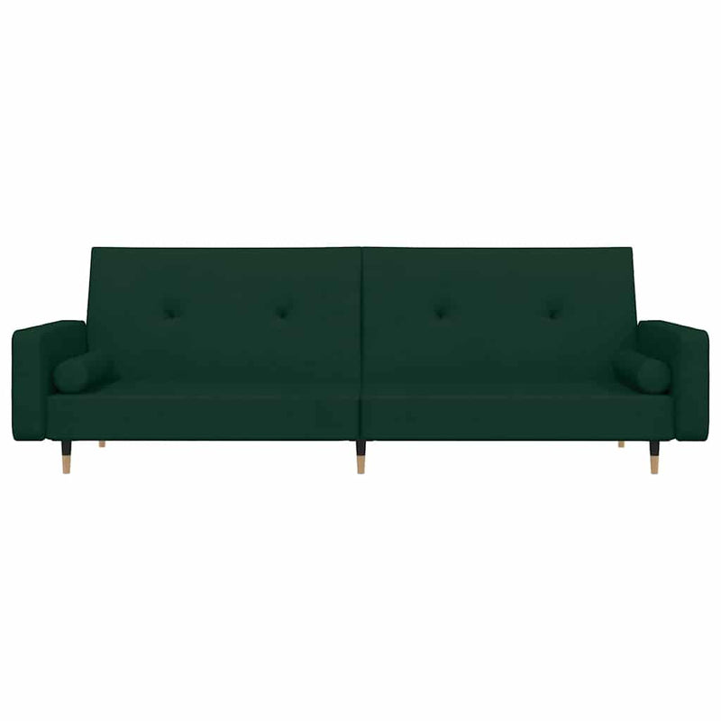 Canapea extensibilă cu 2 locuri, 2 perne, verde închis catifea