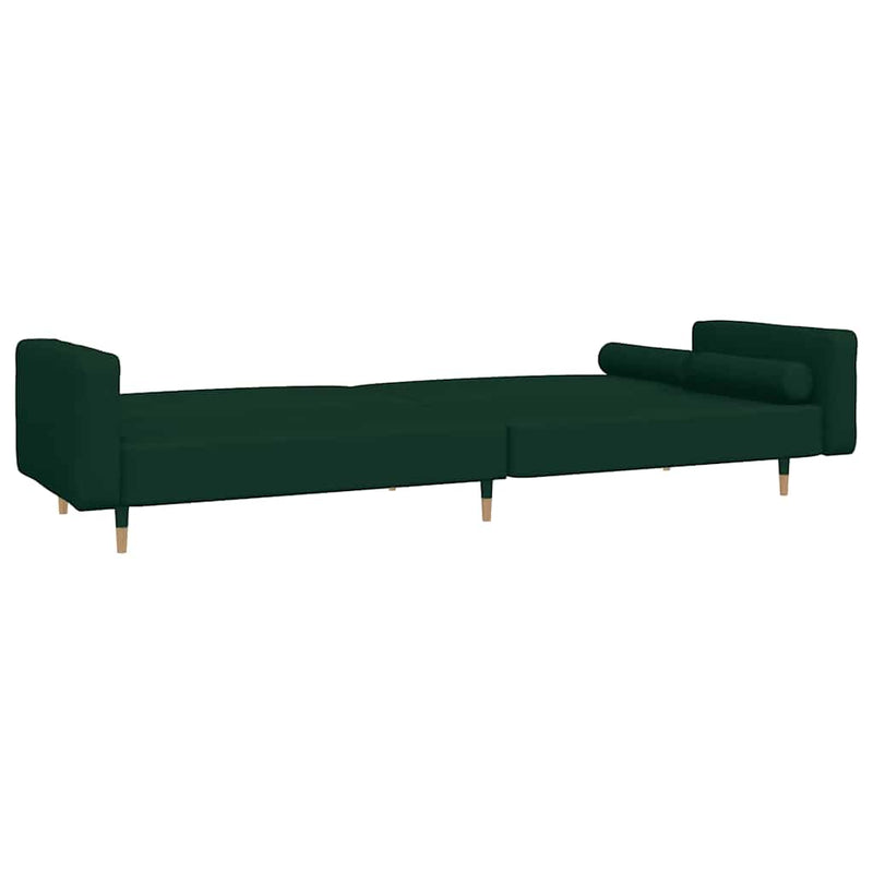 Canapea extensibilă cu 2 locuri, 2 perne, verde închis catifea