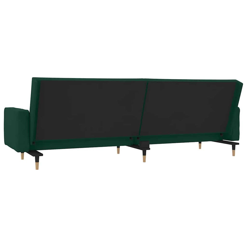 Canapea extensibilă cu 2 locuri, 2 perne, verde închis catifea