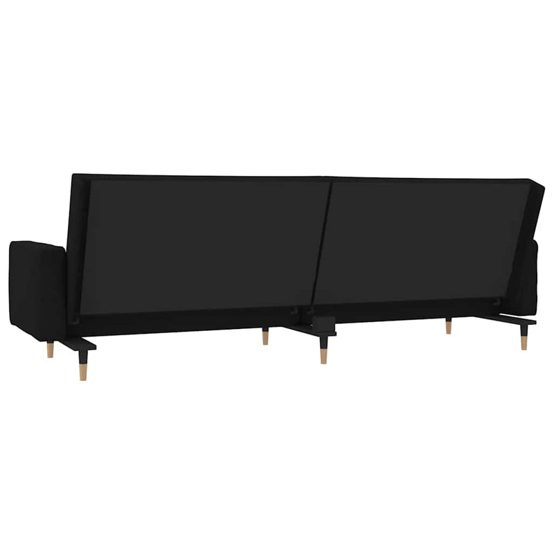 Canapea extensibilă cu 2 locuri, 2 perne, negru, catifea