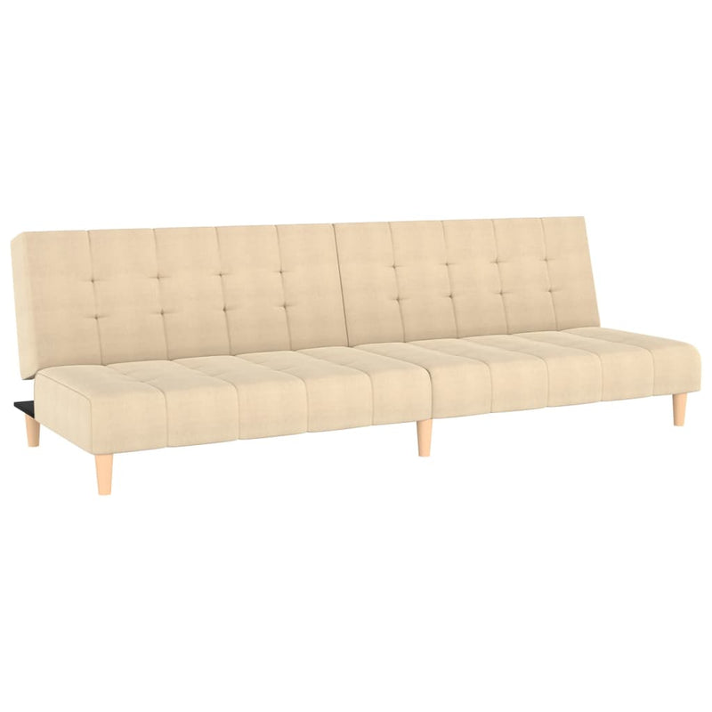 Canapea extensibilă cu 2 locuri, crem, material textil
