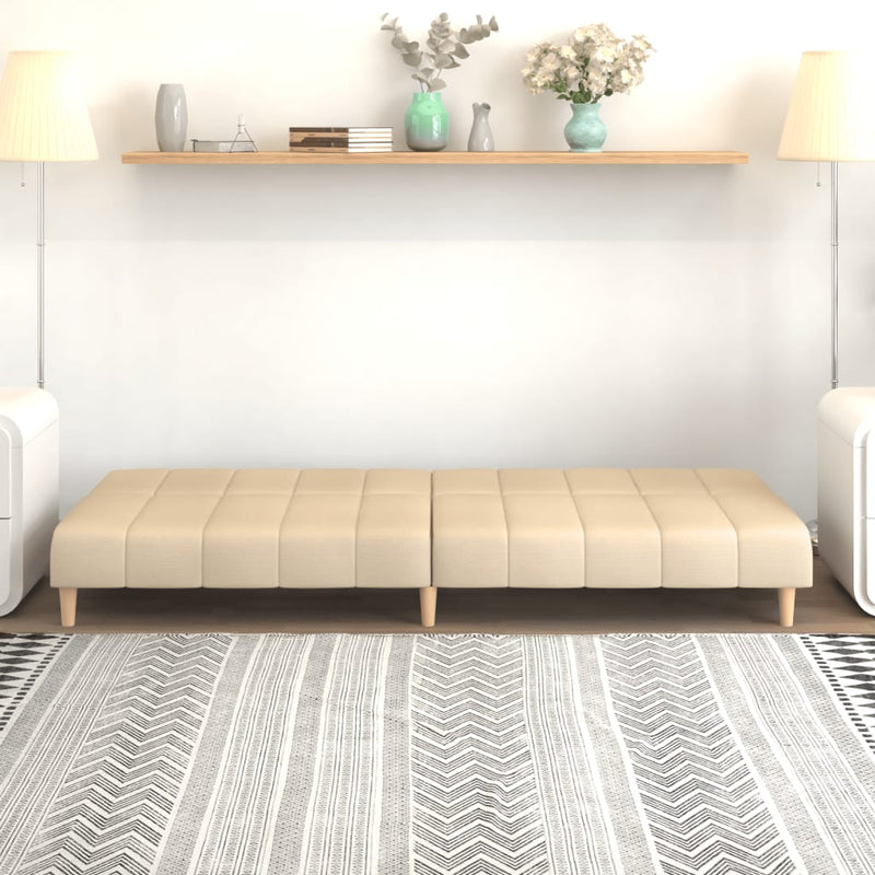 Canapea extensibilă cu 2 locuri, crem, material textil