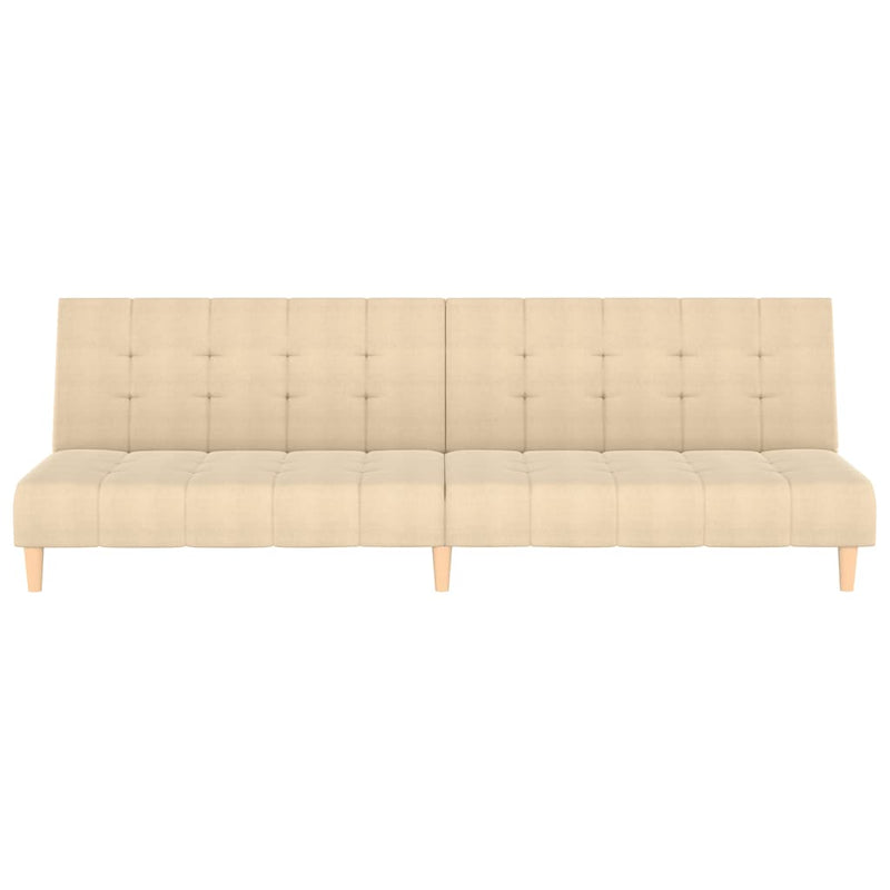 Canapea extensibilă cu 2 locuri, crem, material textil