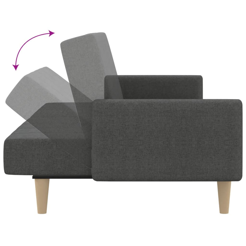 Canapea extensibilă cu 2 locuri, gri închis, textil