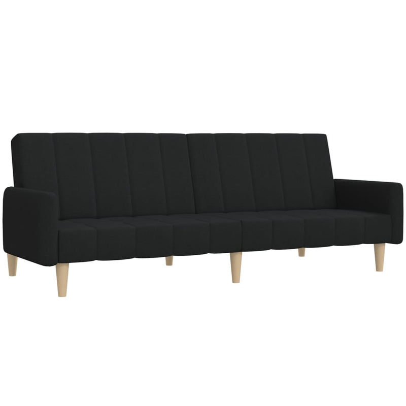 Canapea extensibilă cu 2 locuri, negru, material textil