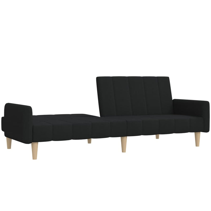 Canapea extensibilă cu 2 locuri, negru, material textil