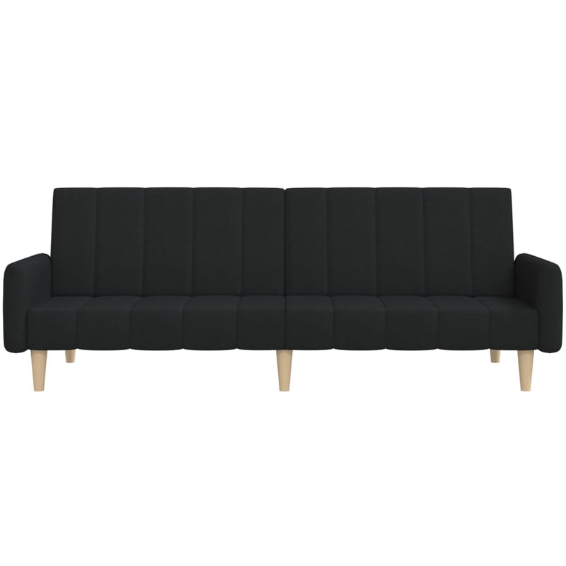 Canapea extensibilă cu 2 locuri, negru, material textil