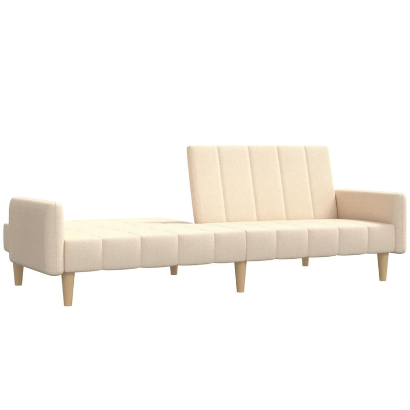 Canapea extensibilă cu 2 locuri, crem, material textil