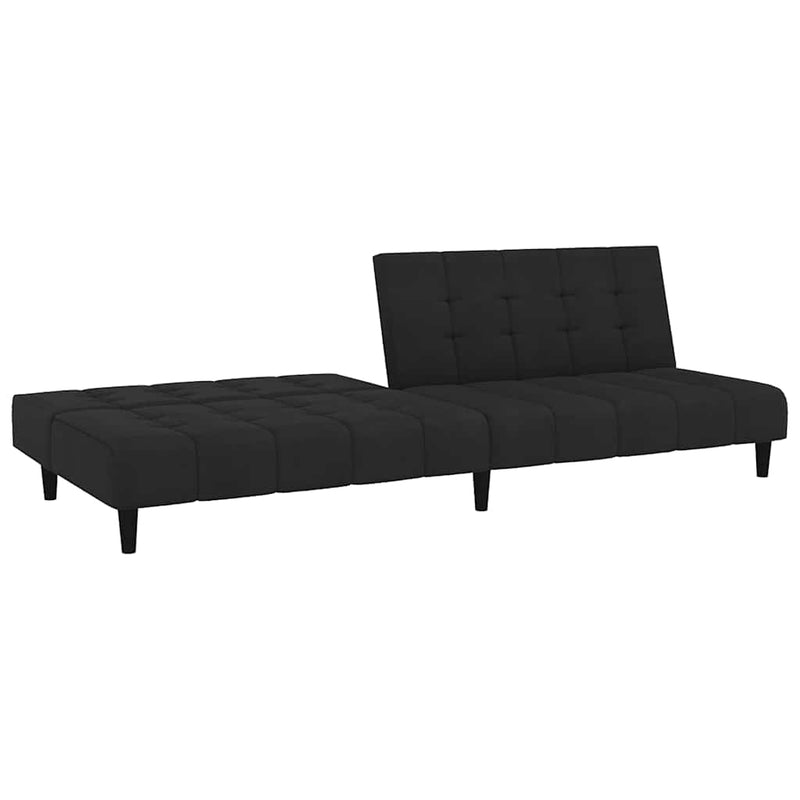 Canapea extensibilă cu 2 locuri, negru, catifea