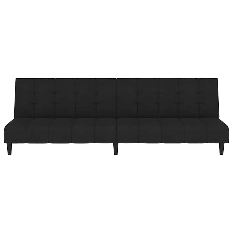 Canapea extensibilă cu 2 locuri, negru, catifea