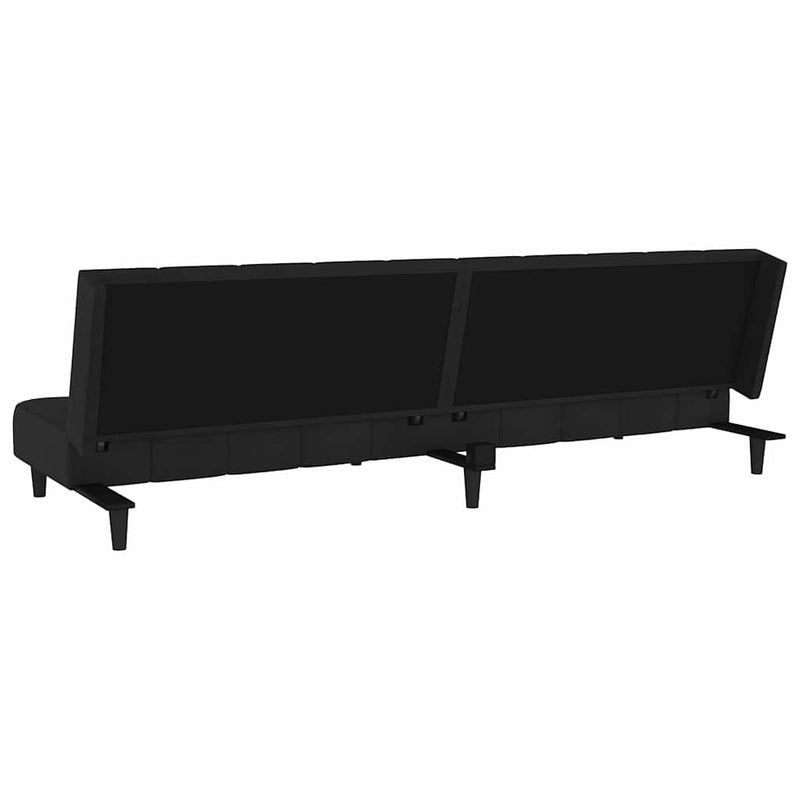 Canapea extensibilă cu 2 locuri, negru, catifea