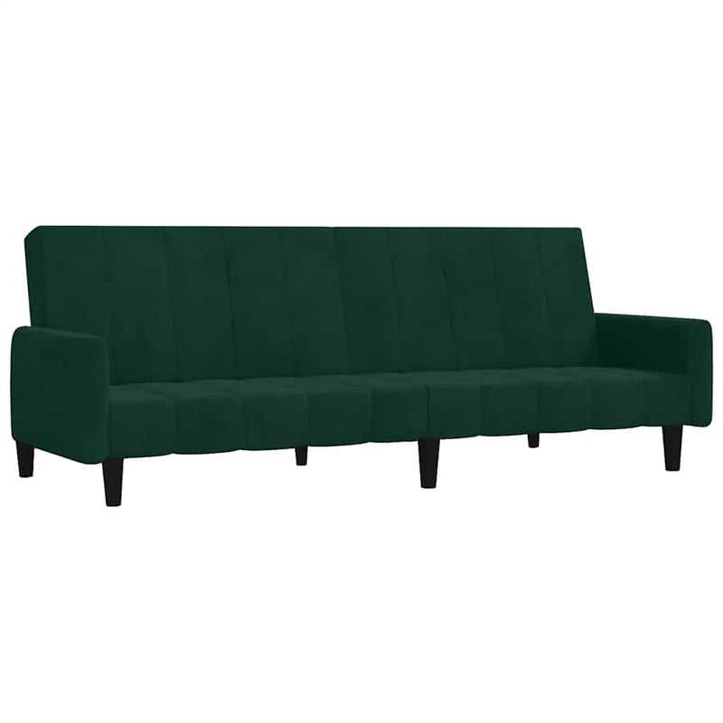 Canapea extensibilă cu 2 locuri, verde închis, catifea