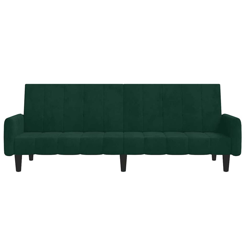 Canapea extensibilă cu 2 locuri, verde închis, catifea