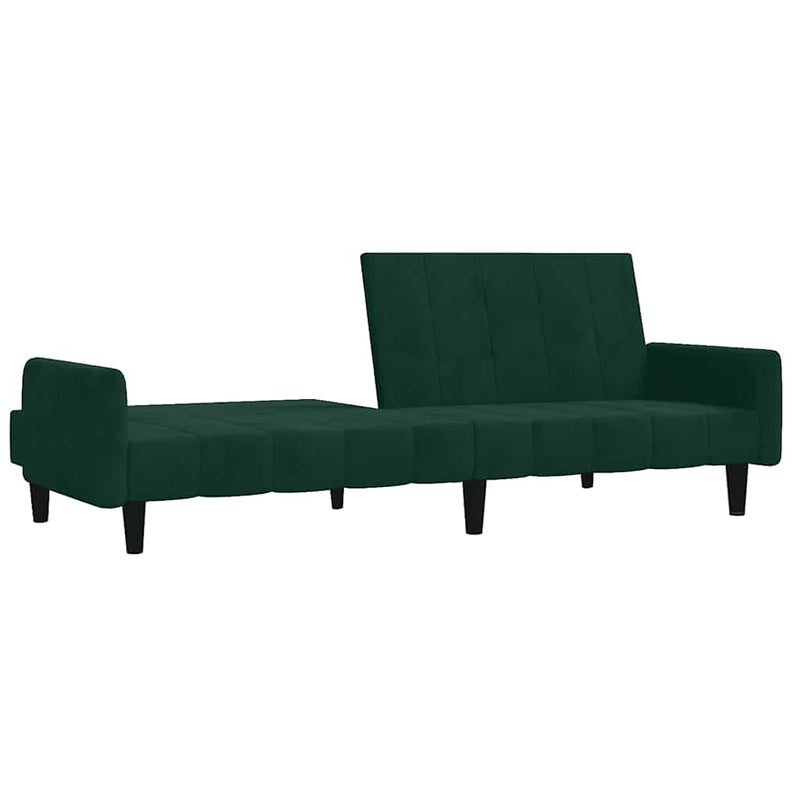 Canapea extensibilă cu 2 locuri, verde închis, catifea