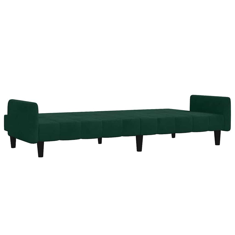 Canapea extensibilă cu 2 locuri, verde închis, catifea