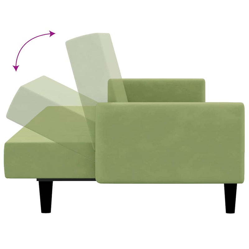 Canapea extensibilă cu 2 locuri, verde deschis, catifea