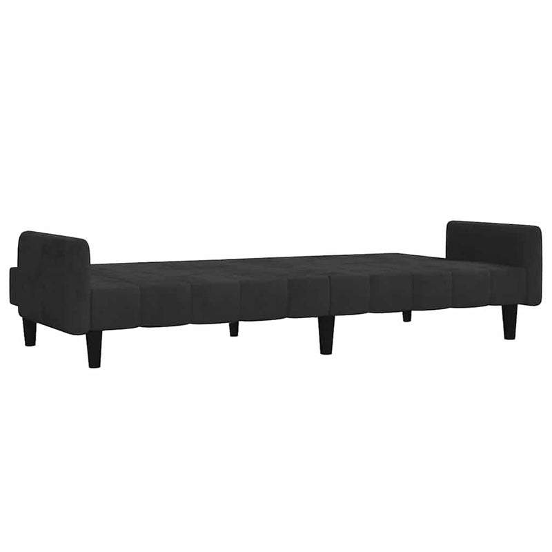 Canapea extensibilă cu 2 locuri, negru, catifea