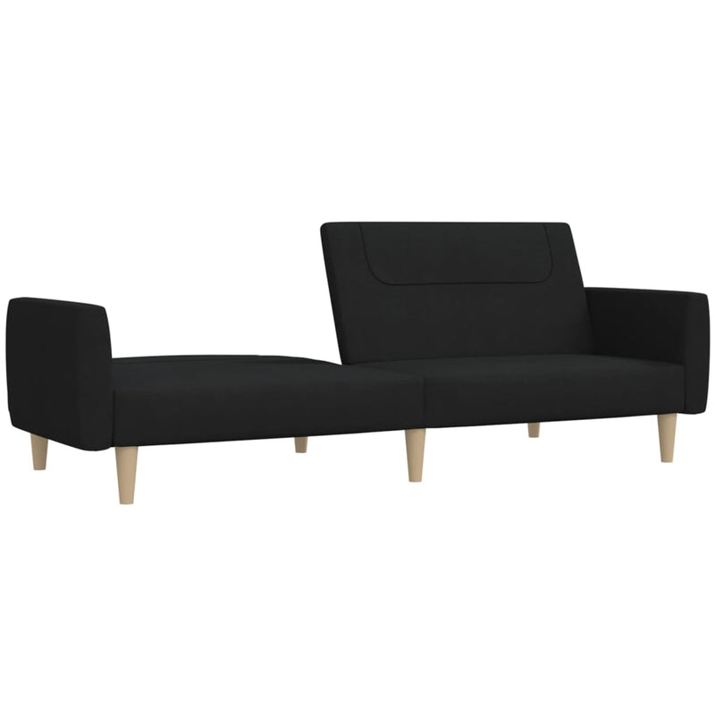 Canapea extensibilă cu 2 locuri, negru, material textil