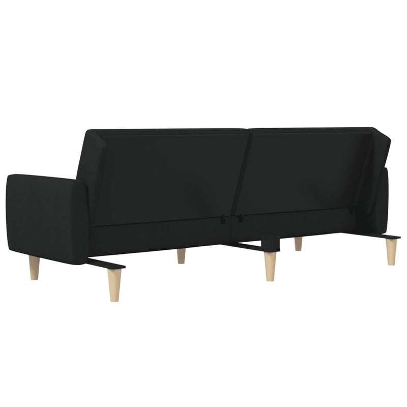 Canapea extensibilă cu 2 locuri, negru, material textil