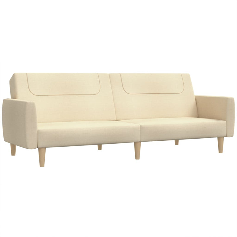Canapea extensibilă cu 2 locuri, crem, material textil
