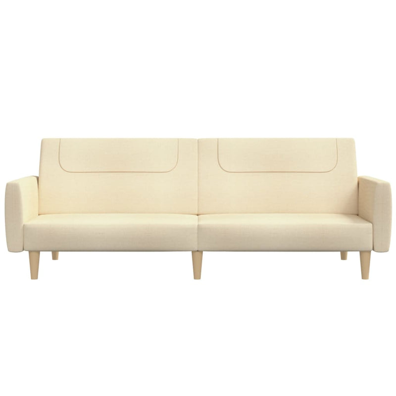 Canapea extensibilă cu 2 locuri, crem, material textil