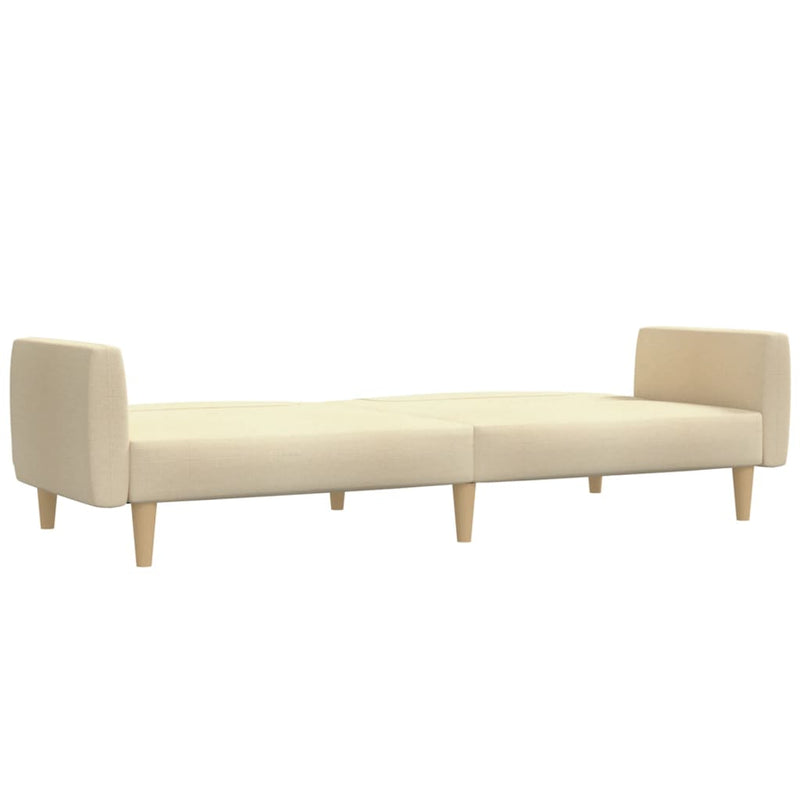 Canapea extensibilă cu 2 locuri, crem, material textil
