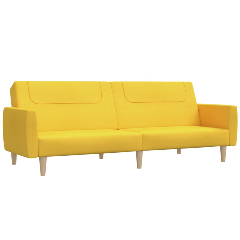 Canapea extensibilă cu 2 locuri, galben, material textil