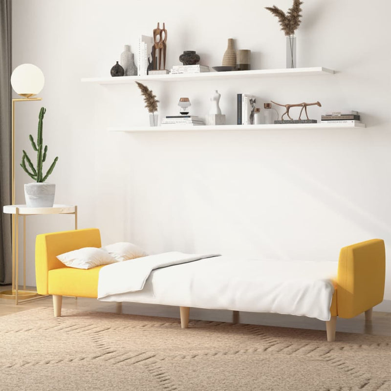 Canapea extensibilă cu 2 locuri, galben, material textil