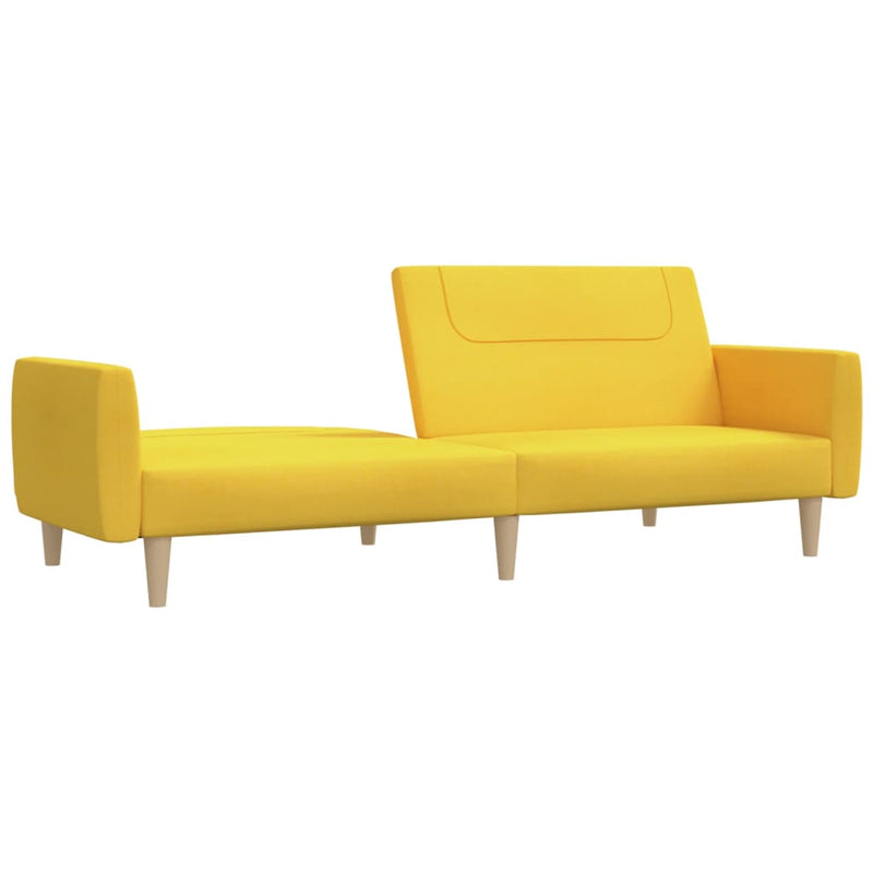 Canapea extensibilă cu 2 locuri, galben, material textil